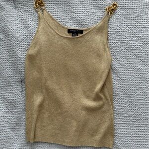✨5 for $25✨ august silk Gold Knit Tank with Chain-Strap Detail